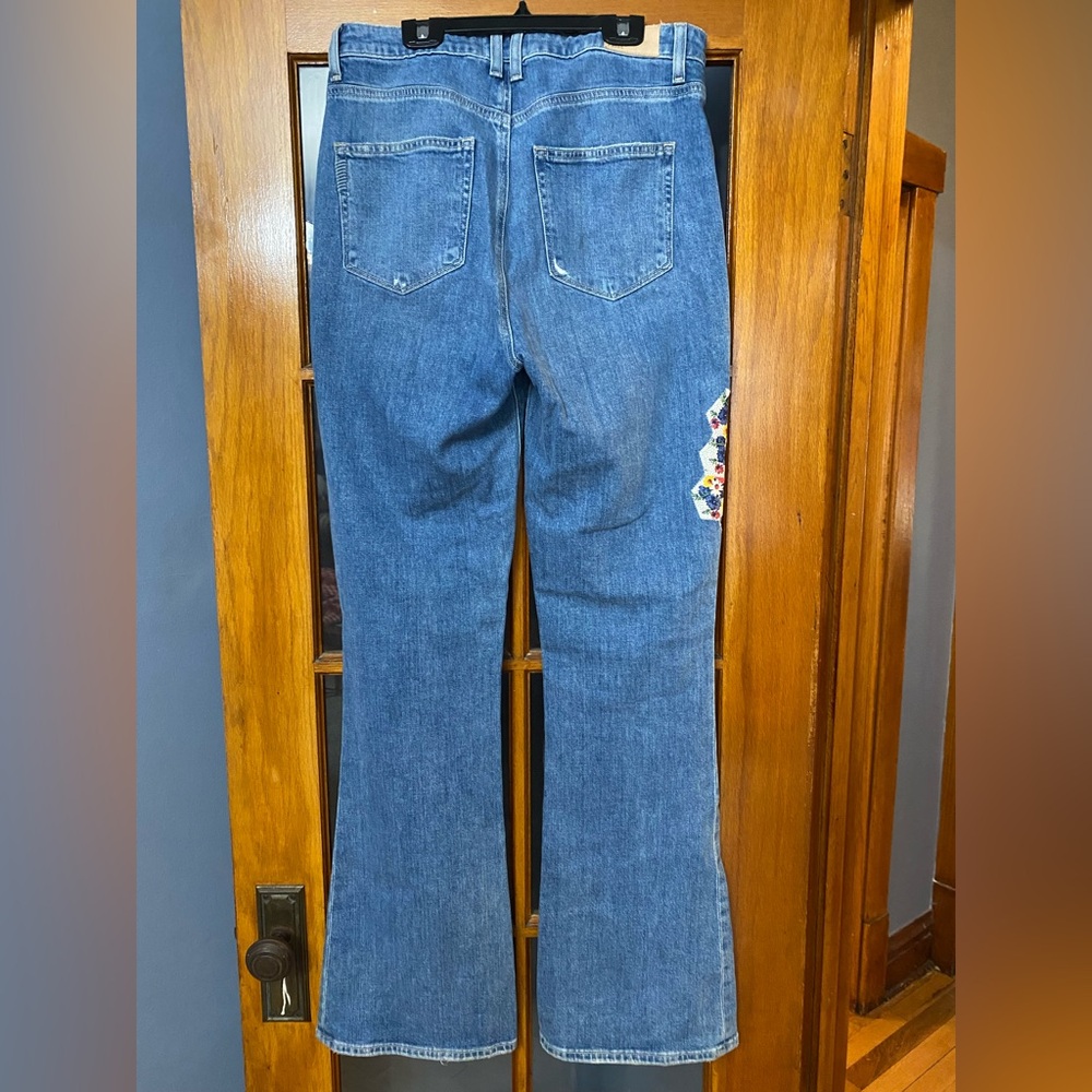 Customized Floral Patchwork Paige Bootcut Jeans - Picture 2 of 9
